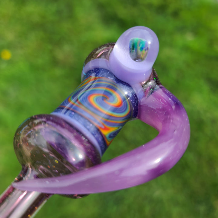 Pink Slyme Flatmouth Chillum with Horn and Opal Glass Pipe Chillery Bogart   
