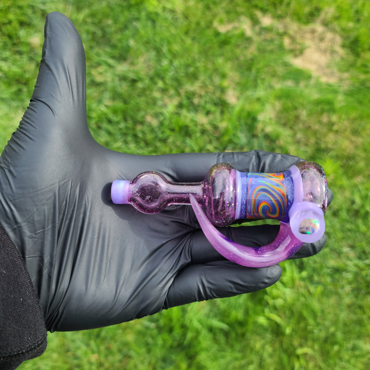 Pink Slyme Flatmouth Chillum with Horn and Opal Glass Pipe Chillery Bogart   