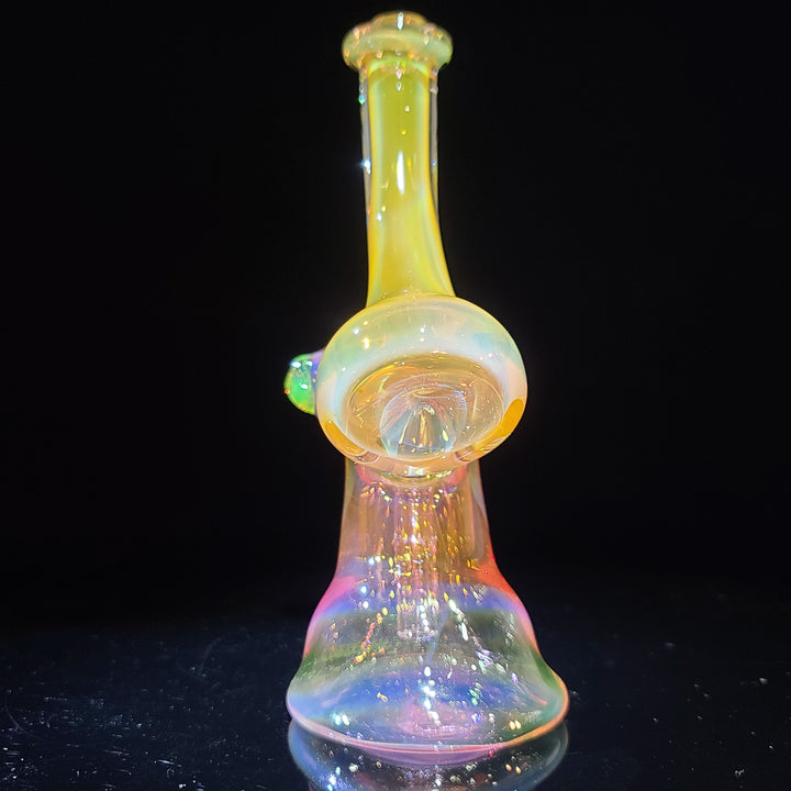 Pink and Gold Fumed Bubbler with Slime Carb Glass Pipe Cose Glass   