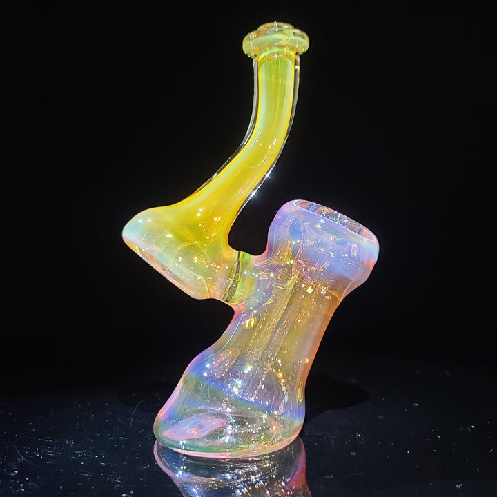 Pink and Gold Fumed Bubbler with Slime Carb Glass Pipe Cose Glass   