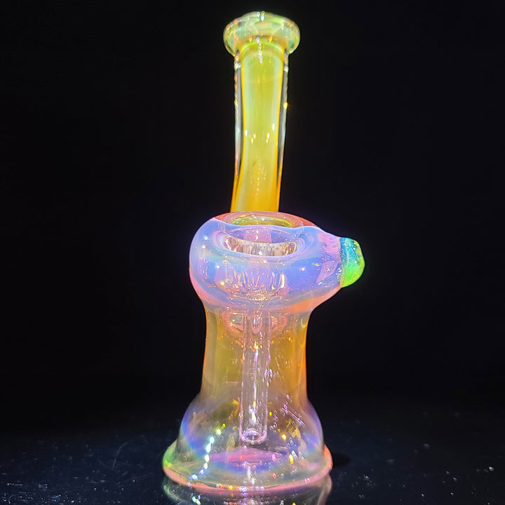 Pink and Gold Fumed Bubbler with Slime Carb Glass Pipe Cose Glass   