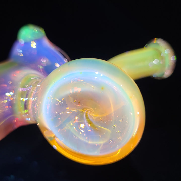 Pink and Gold Fumed Bubbler with Slime Carb Glass Pipe Cose Glass   