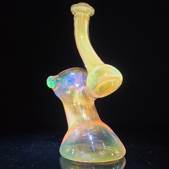 Pink and Gold Fumed Bubbler with Slime Carb Glass Pipe Cose Glass   
