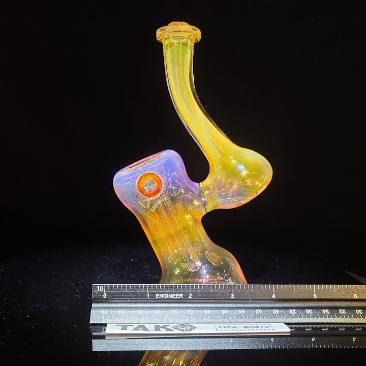 Gold Fumed Bubbler with Burnt Orange Carb Glass Pipe Cose Glass   