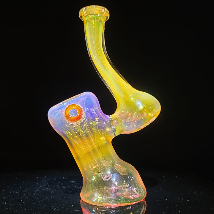 Gold Fumed Bubbler with Burnt Orange Carb Glass Pipe Cose Glass   