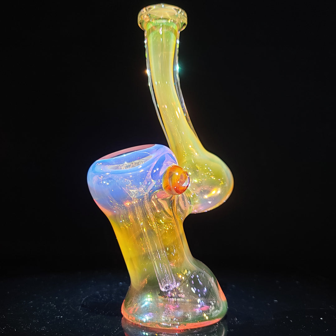 Gold Fumed Bubbler with Orange Carb Glass Pipe Cose Glass   