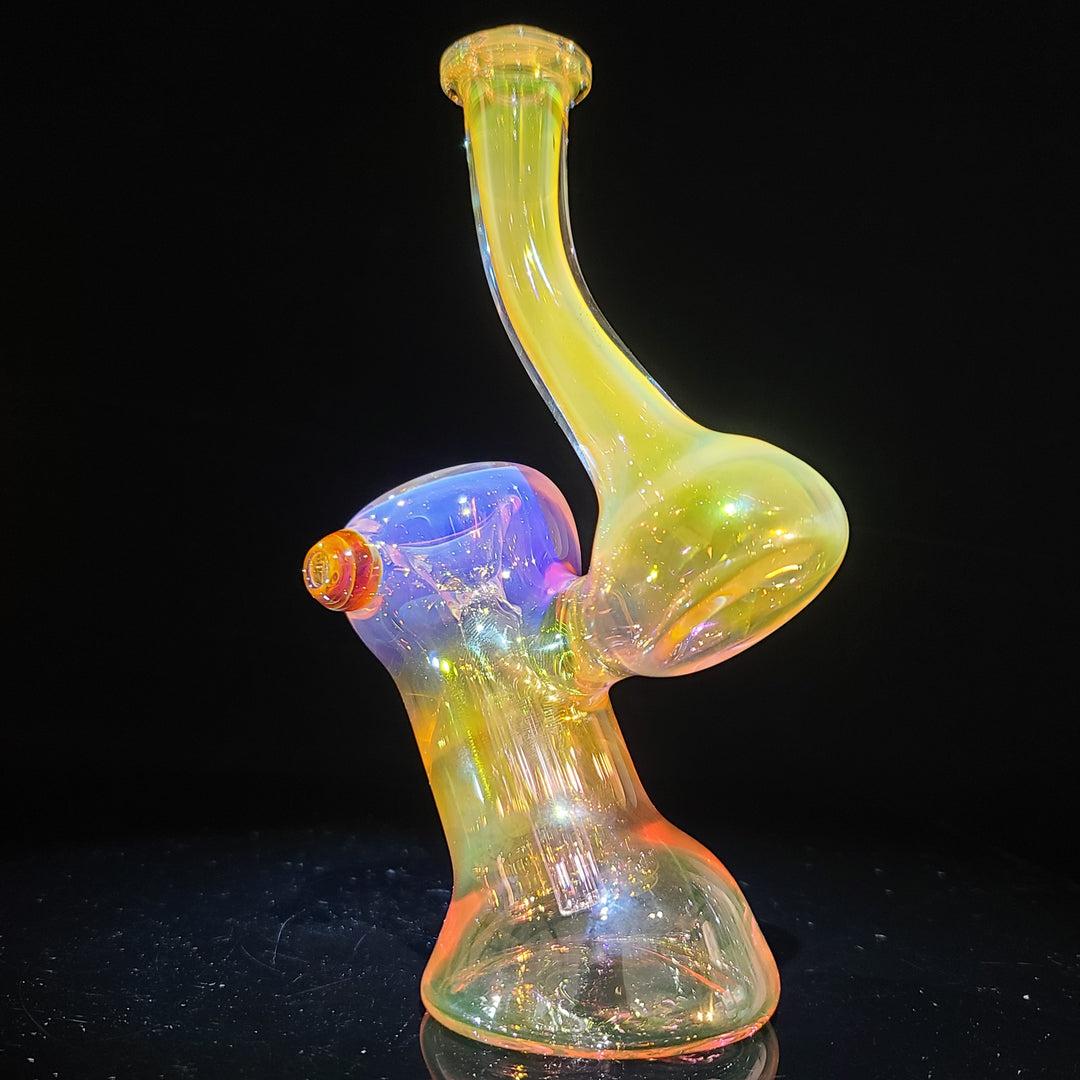 Gold Fumed Bubbler with Orange Carb Glass Pipe Cose Glass   