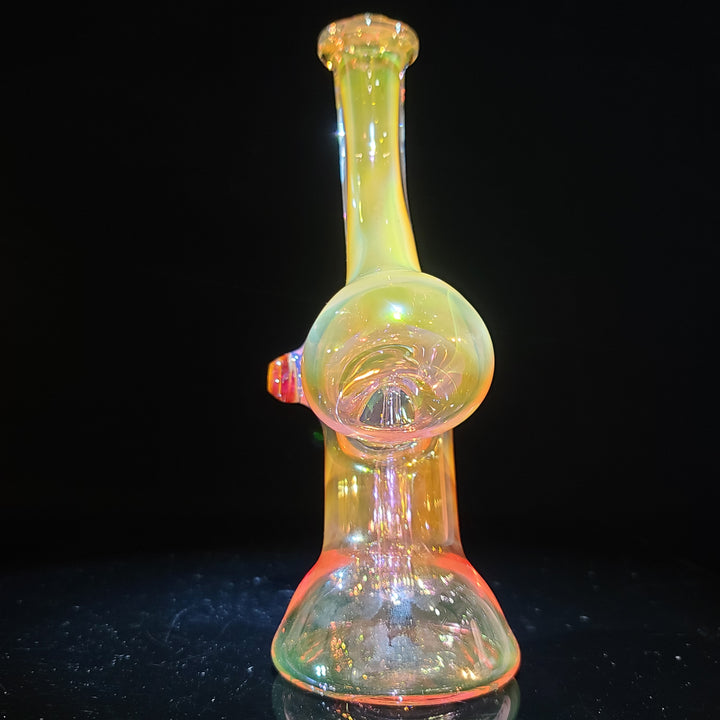 Gold Fumed Bubbler with Burnt Orange Carb Glass Pipe Cose Glass   
