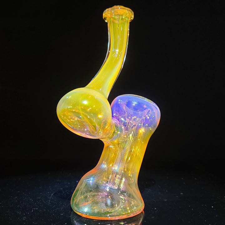 Gold Fumed Bubbler with Burnt Orange Carb Glass Pipe Cose Glass   