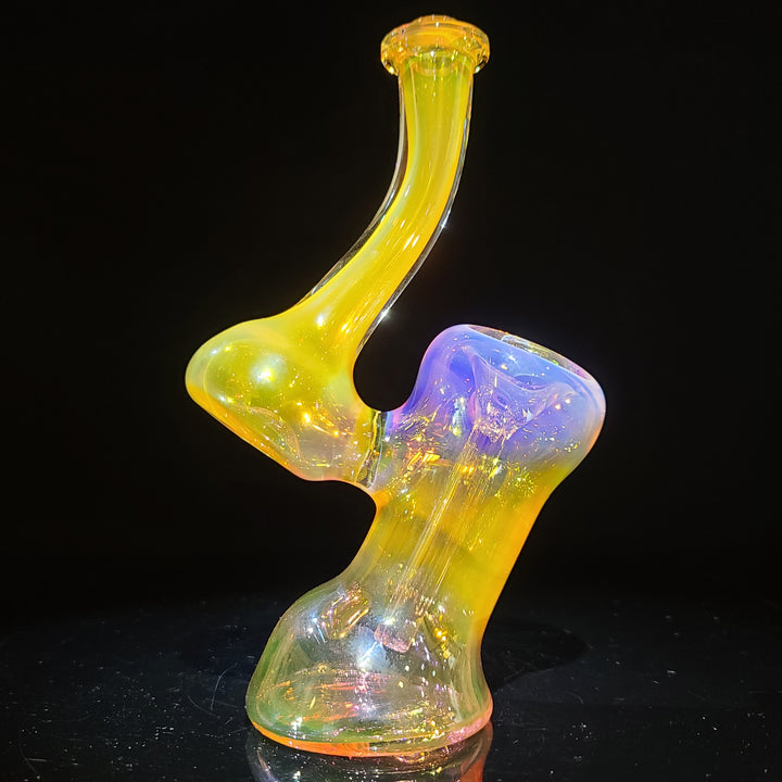 Gold Fumed Bubbler with Burnt Orange Carb Glass Pipe Cose Glass   