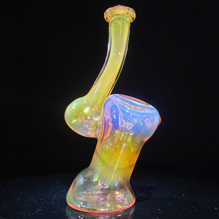 Gold Fumed Bubbler with Burnt Orange Carb Glass Pipe Cose Glass   