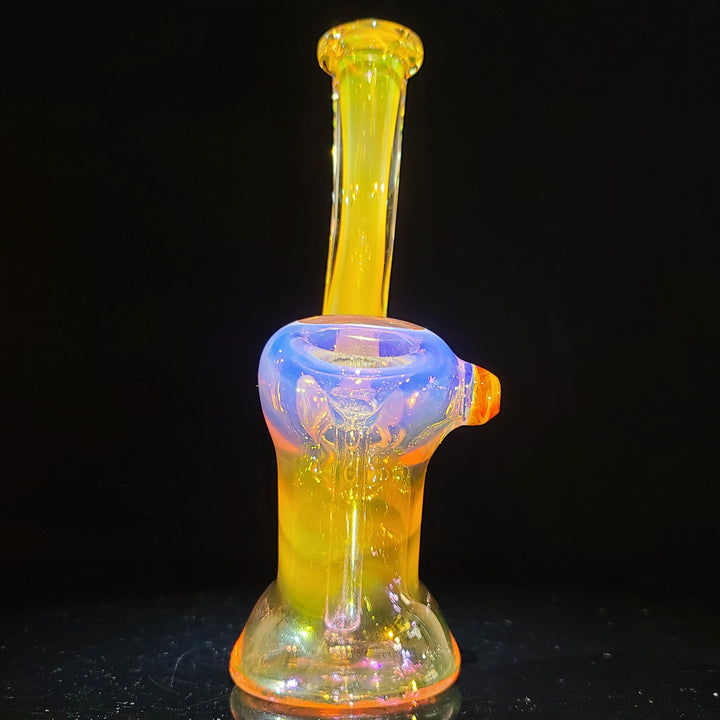 Gold Fumed Bubbler with Burnt Orange Carb Glass Pipe Cose Glass   