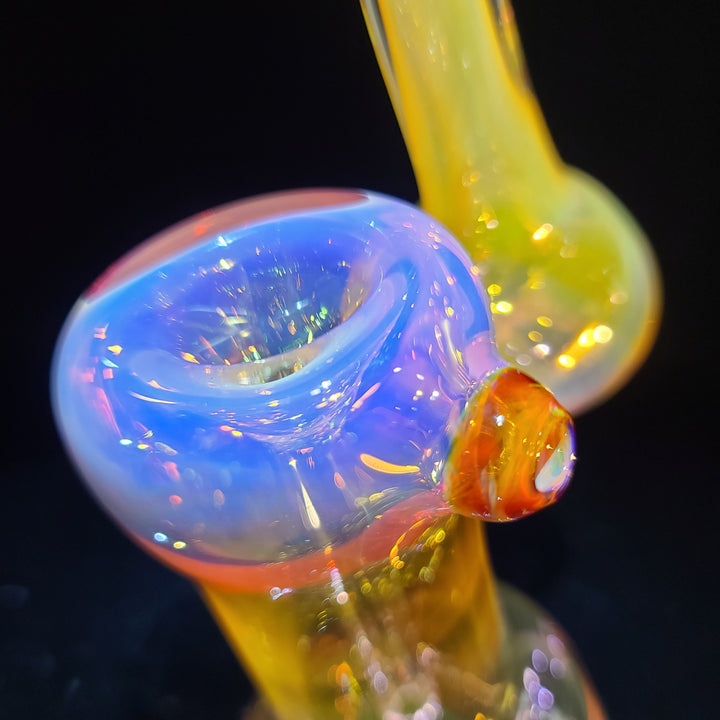 Gold Fumed Bubbler with Burnt Orange Carb Glass Pipe Cose Glass   