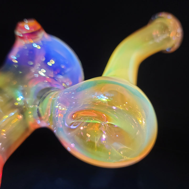 Gold Fumed Bubbler with Burnt Orange Carb Glass Pipe Cose Glass   