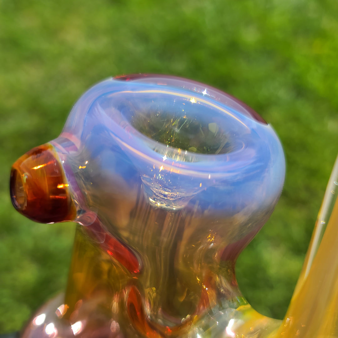 Gold Fumed Bubbler with Burnt Orange Carb Glass Pipe Cose Glass   