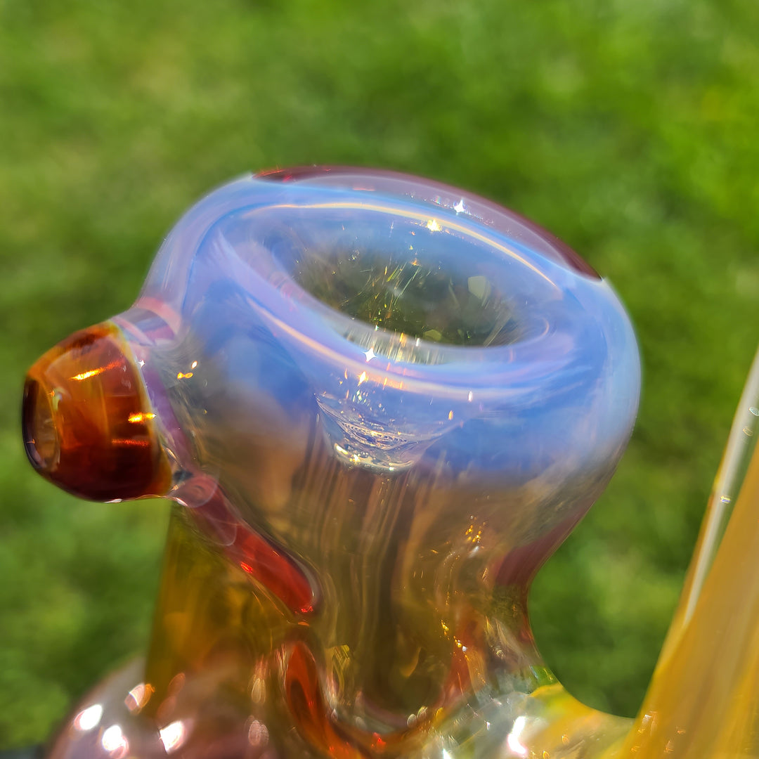 Gold Fumed Bubbler with Orange Carb Glass Pipe Cose Glass   