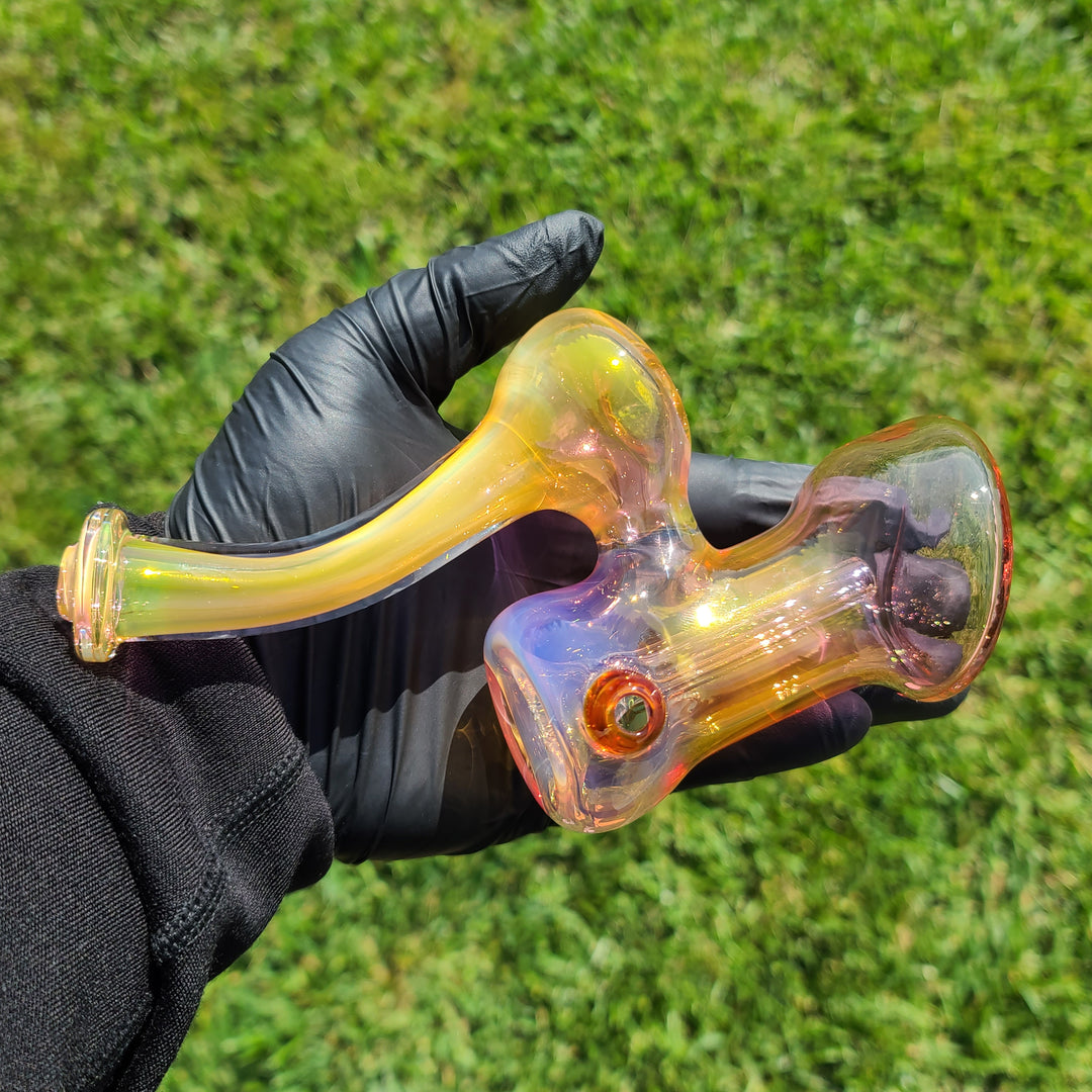 Gold Fumed Bubbler with Orange Carb Glass Pipe Cose Glass   