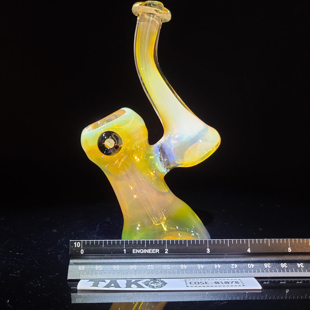 Gold Fumed Bubbler with Black Carb Glass Pipe Cose Glass   