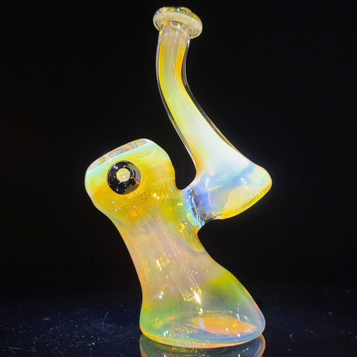 Gold Fumed Bubbler with Black Carb Glass Pipe Cose Glass   