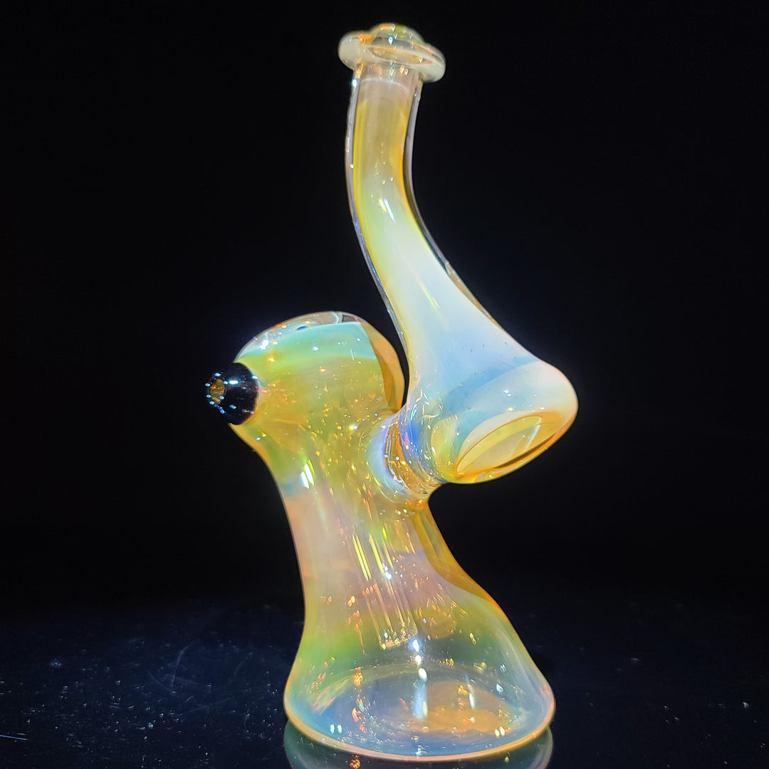 Gold Fumed Bubbler with Black Carb Glass Pipe Cose Glass   