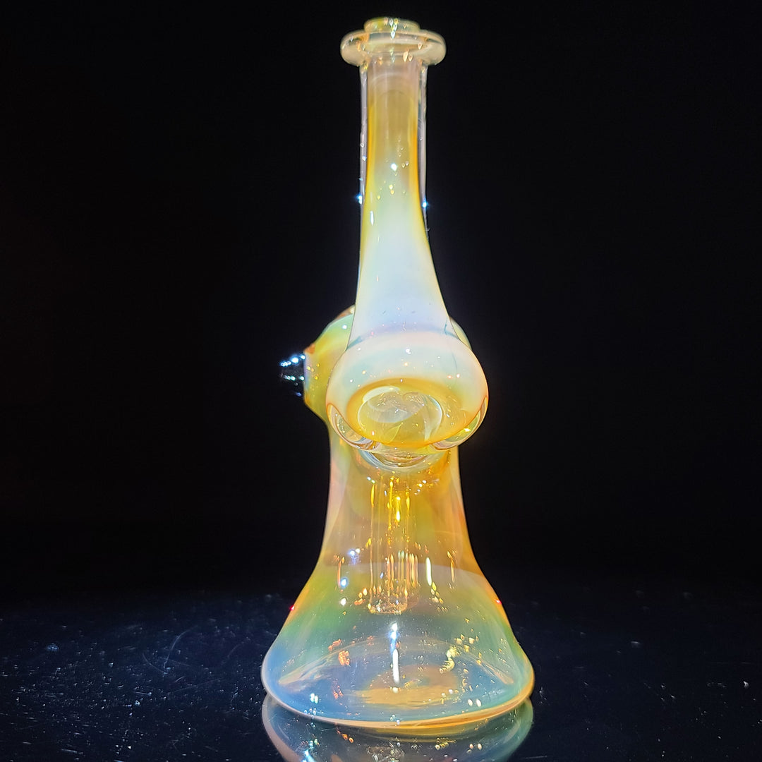 Gold Fumed Bubbler with Black Carb Glass Pipe Cose Glass   