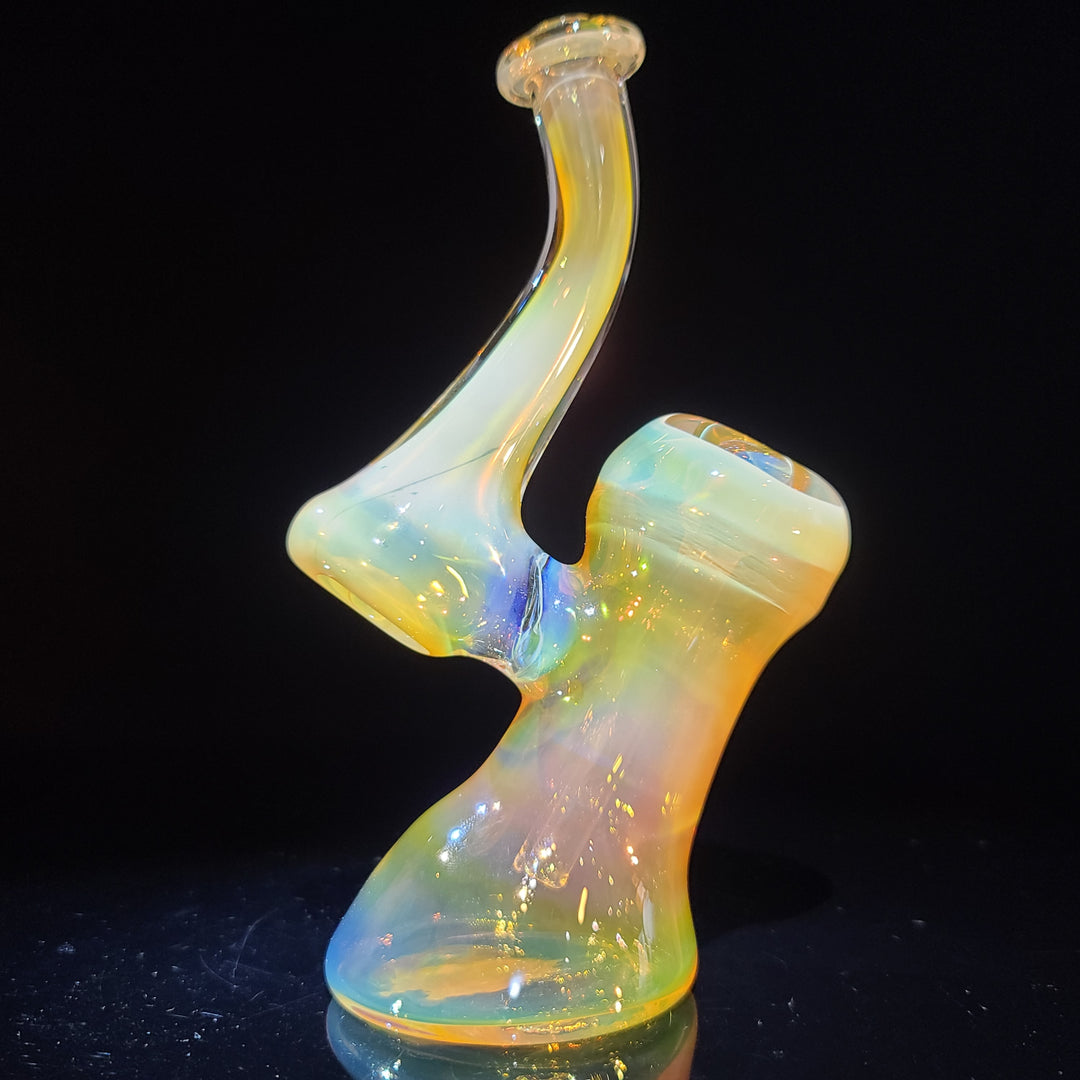 Gold Fumed Bubbler with Black Carb Glass Pipe Cose Glass   