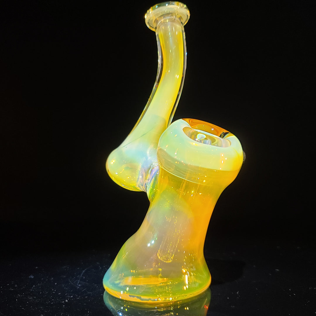 Gold Fumed Bubbler with Black Carb Glass Pipe Cose Glass   