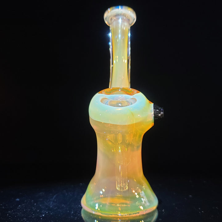 Gold Fumed Bubbler with Black Carb Glass Pipe Cose Glass   
