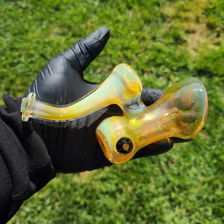 Gold Fumed Bubbler with Black Carb Glass Pipe Cose Glass   