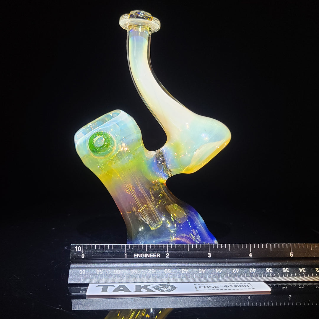 Gold Fume Bubbler with Green Carb Glass Pipe Cose Glass   