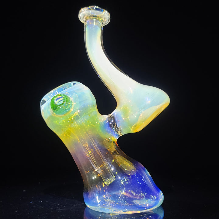 Gold Fume Bubbler with Green Carb Glass Pipe Cose Glass   