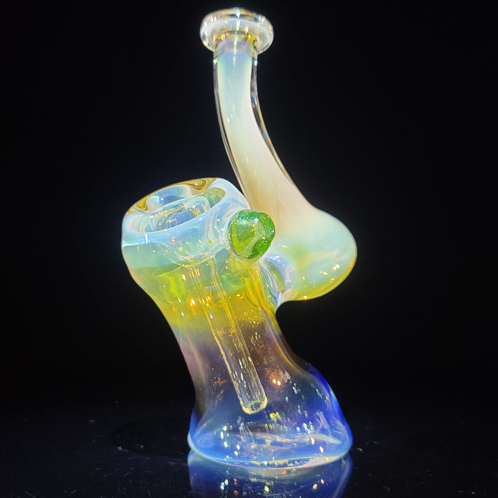 Gold Fume Bubbler with Green Carb Glass Pipe Cose Glass   