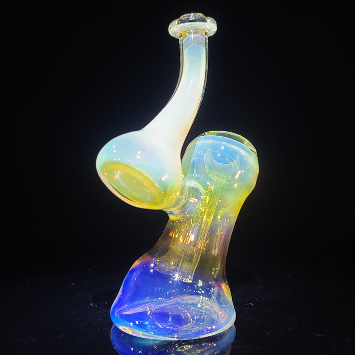 Gold Fume Bubbler with Green Carb Glass Pipe Cose Glass   