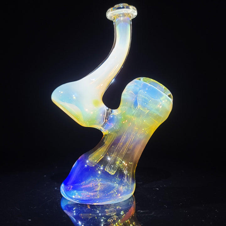 Gold Fume Bubbler with Green Carb Glass Pipe Cose Glass   