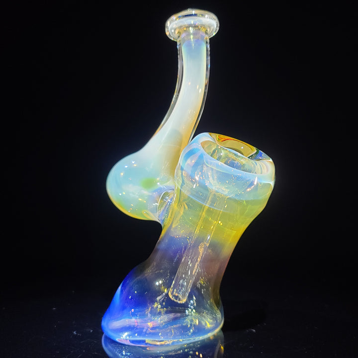 Gold Fume Bubbler with Green Carb Glass Pipe Cose Glass   