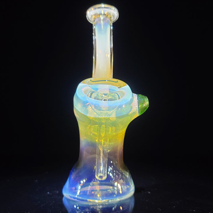 Gold Fume Bubbler with Green Carb Glass Pipe Cose Glass   