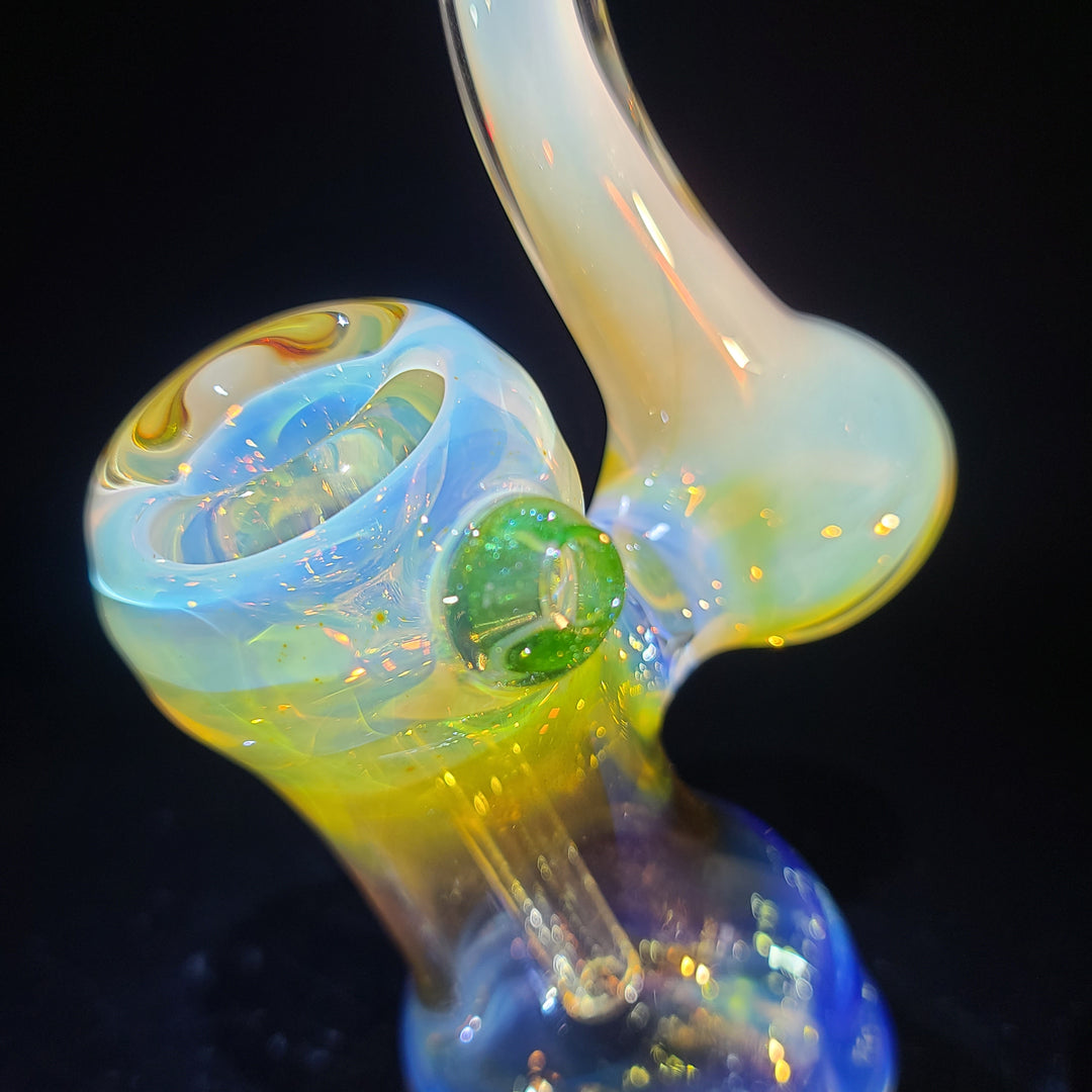 Gold Fume Bubbler with Green Carb Glass Pipe Cose Glass   