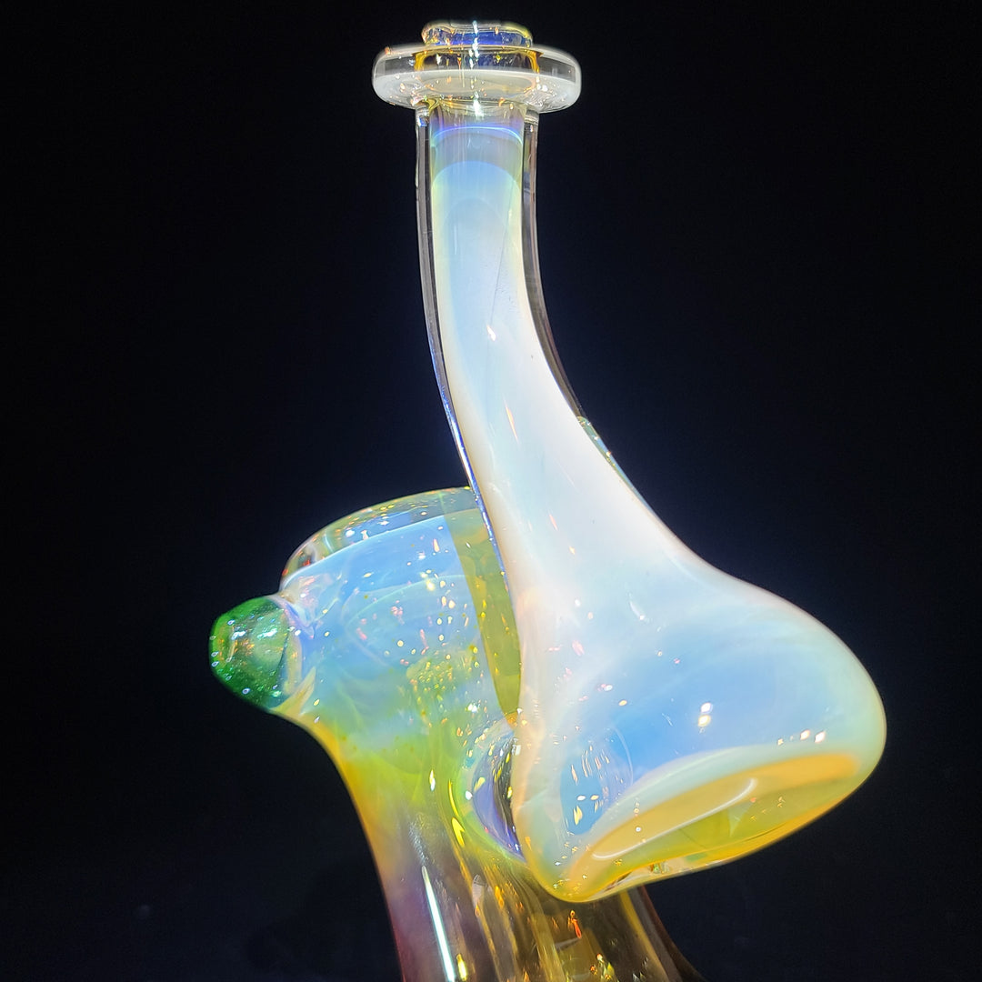 Gold Fume Bubbler with Green Carb Glass Pipe Cose Glass   