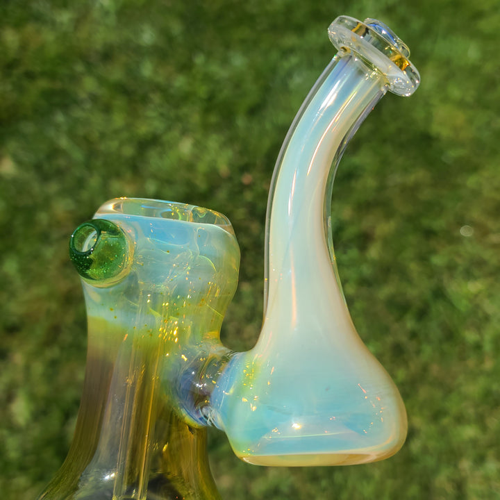 Gold Fume Bubbler with Green Carb Glass Pipe Cose Glass   