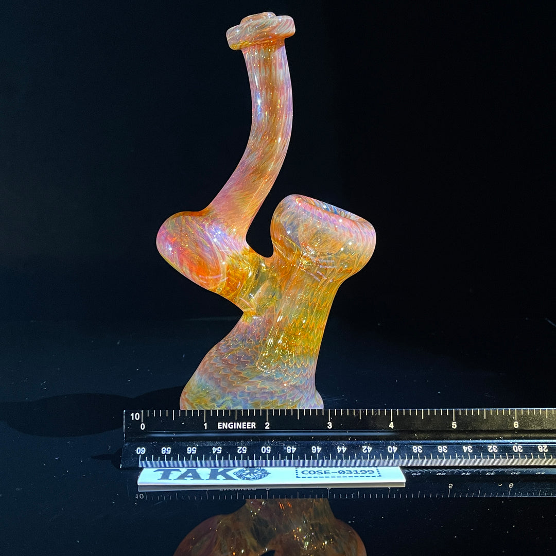 Sunset Bubbler with Black Carb Glass Pipe Cose Glass   