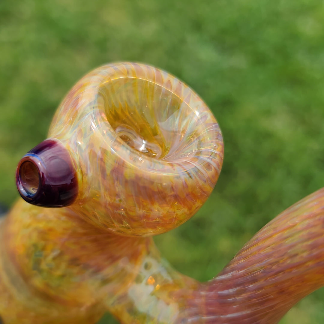 Sunrise Bubbler with Purple Carb Glass Pipe Cose Glass   