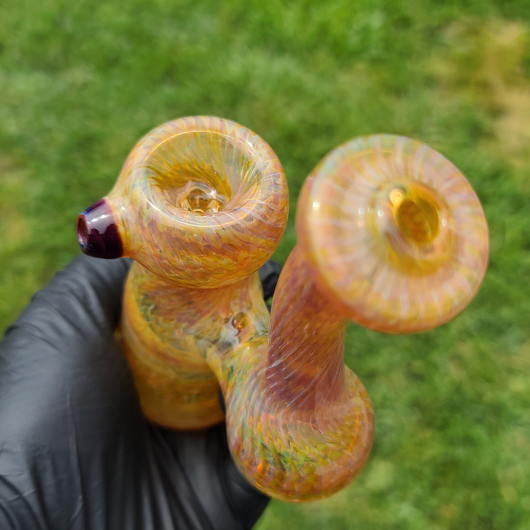Sunrise Bubbler with Purple Carb Glass Pipe Cose Glass   