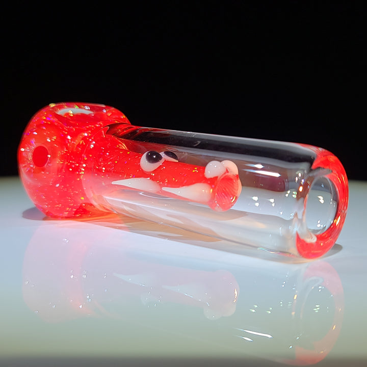 Red Mini Crushed Opal Dragon Glass Pipe Gus Glass   