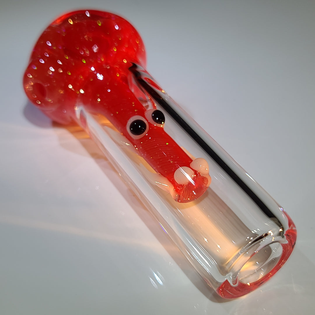 Red Mini Crushed Opal Dragon Glass Pipe Gus Glass   