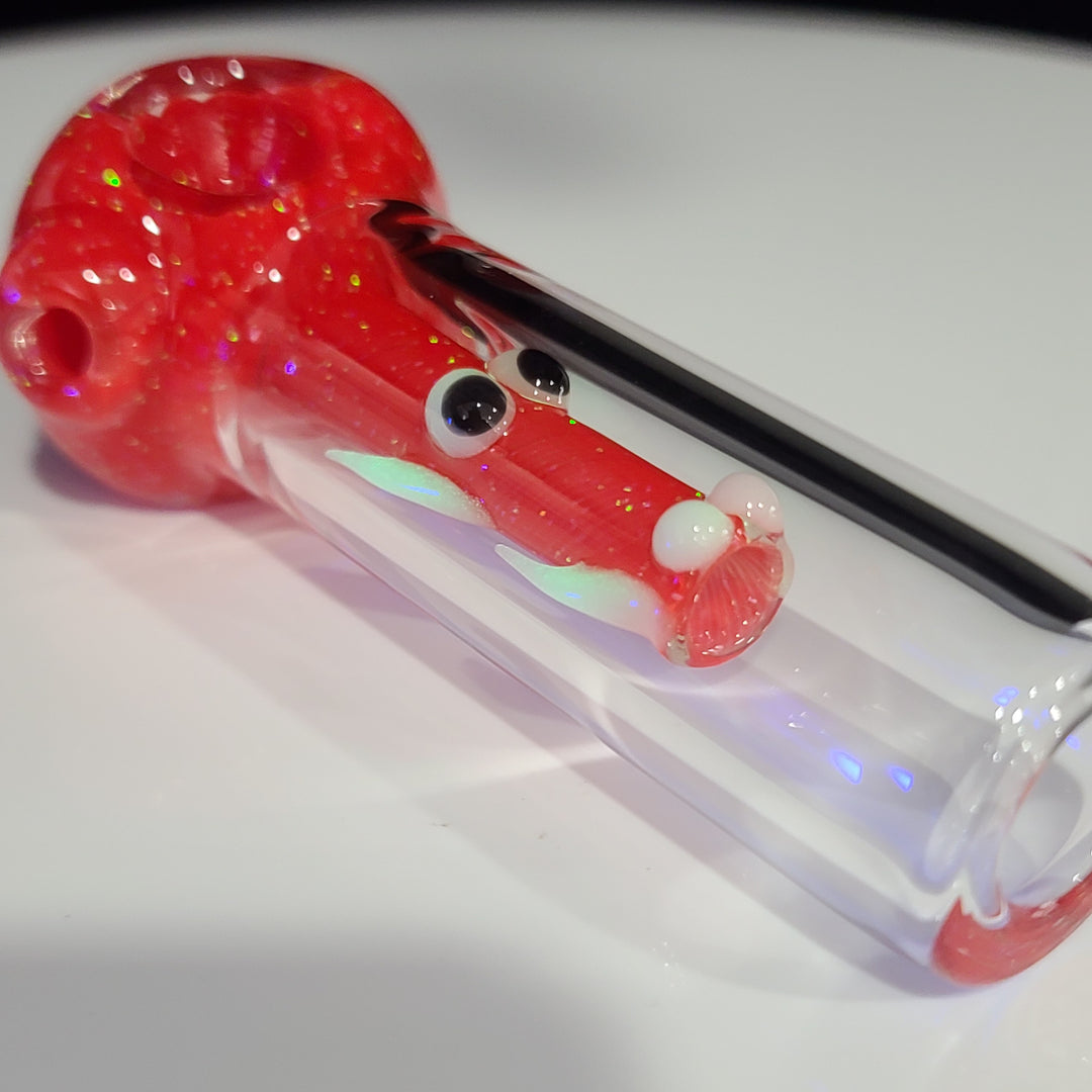 Red Mini Crushed Opal Dragon Glass Pipe Gus Glass   