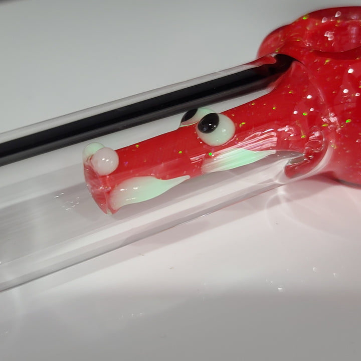 Red Mini Crushed Opal Dragon Glass Pipe Gus Glass   