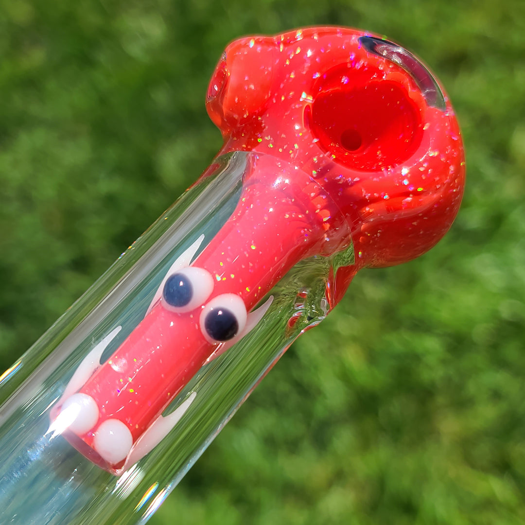 Red Mini Crushed Opal Dragon Glass Pipe Gus Glass   