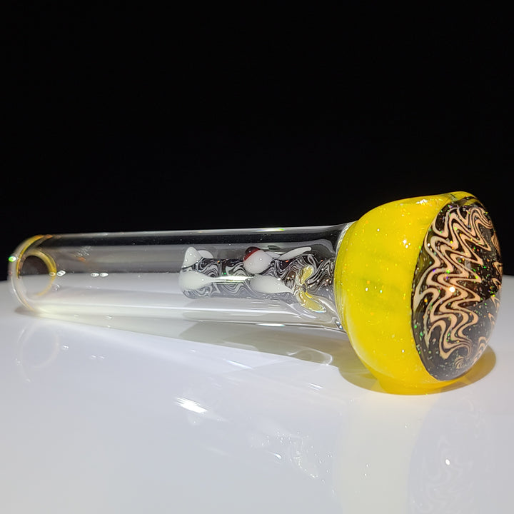 Yellow Wig Wag Crushed Opal Dragon Pipe Glass Pipe Gus Glass   