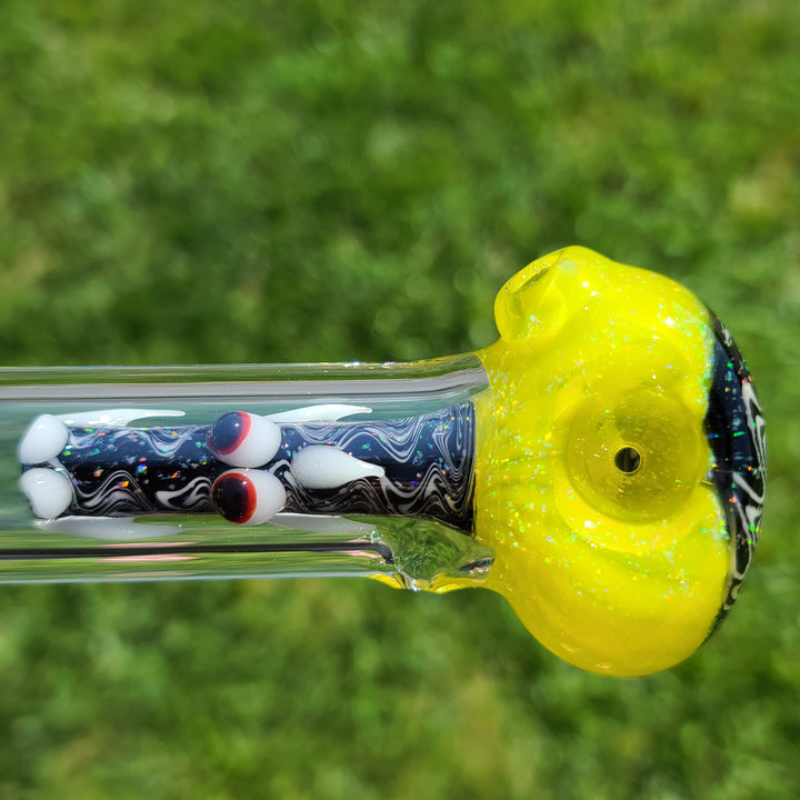 Yellow Wig Wag Crushed Opal Dragon Pipe Glass Pipe Gus Glass   