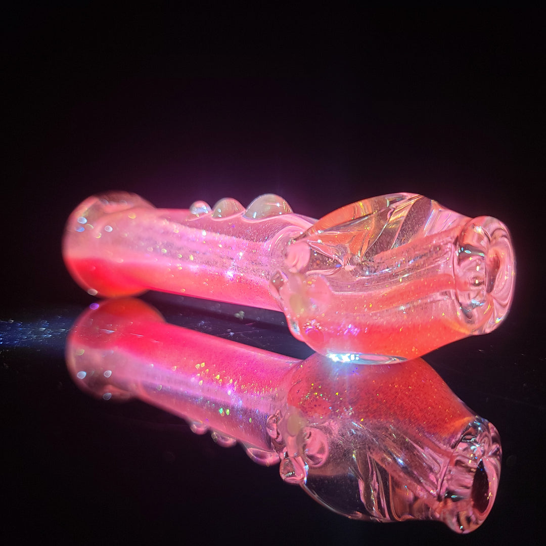 Aqua Cosmic Sparkle Pipe in Neon Coral Glass Pipe HiTide Glassworks   